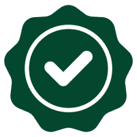 Frame-1618874234 A green seal with an image of a check mark.
